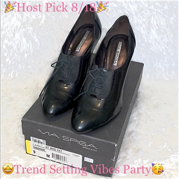 🎉HP🎉 Via Spiga heeled patent Oxford shoes sz 9 - Picture 2 of 11